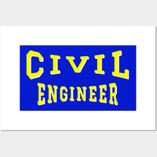 Civil Engineer in Yellow Color Text Posters and Art